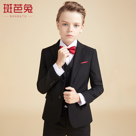 儿童西装套装帅气男童花童礼服英伦风钢琴演出服小男孩西服三件套