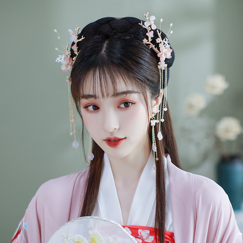 仙气汉服头饰流苏发夹古风发饰边夹女古装配饰步摇发簪子古代饰品