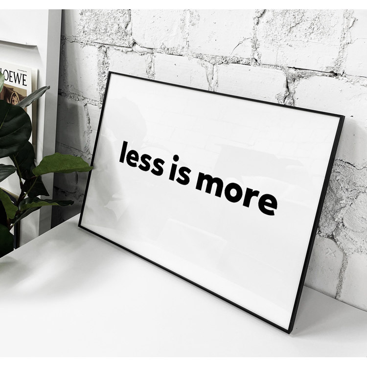 less ismore极简字母艺术海报装饰画黑白壁画北欧ins卧室小众挂画