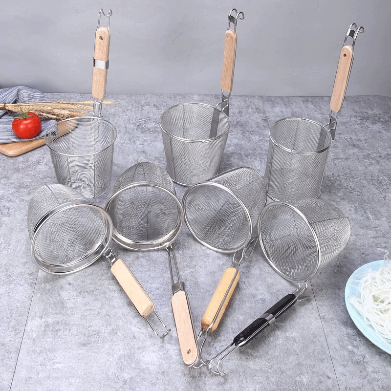 漏勺304不锈钢粉丝猪脑花过滤网筛带挂钩捞勺煮面小漏斗已售100￥26