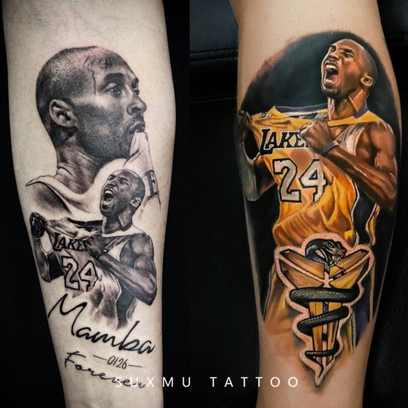 苏小木科比纹身贴防水持久男 湖人篮球nba黑曼巴蛇刺青文身贴纸
