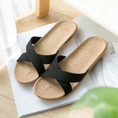 亚麻底凉鞋女夏2018新款麻底拖鞋平底外穿草编麻绳底夫鞋防滑居.
