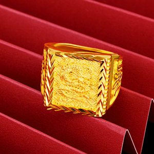 男士戒指黄金龙头图片