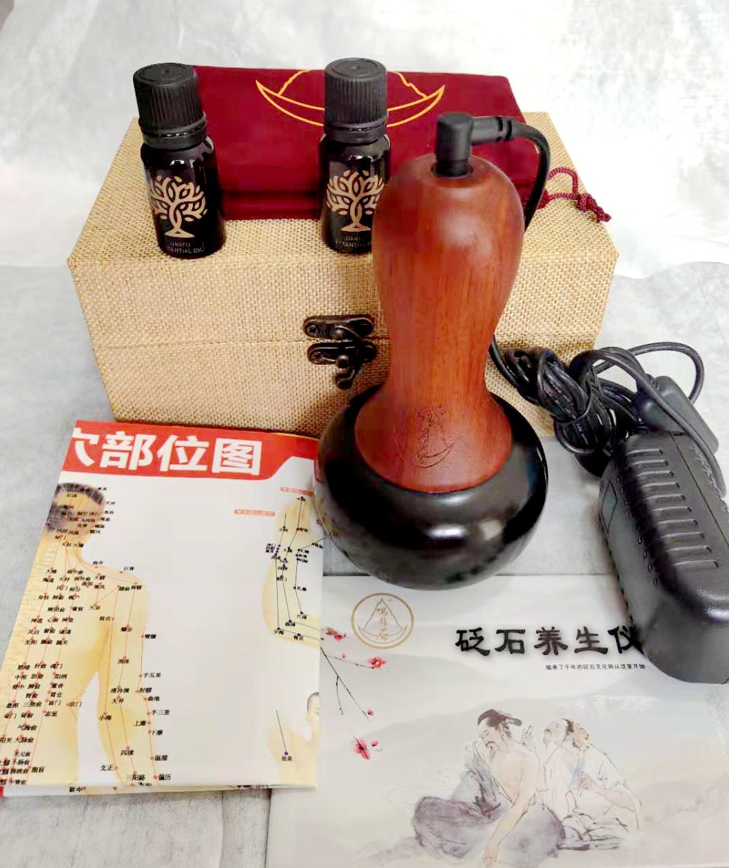 美容温砭石器刮痧灸砭石阳温太极能量仪罐按摩通艾灸石灸经o络家
