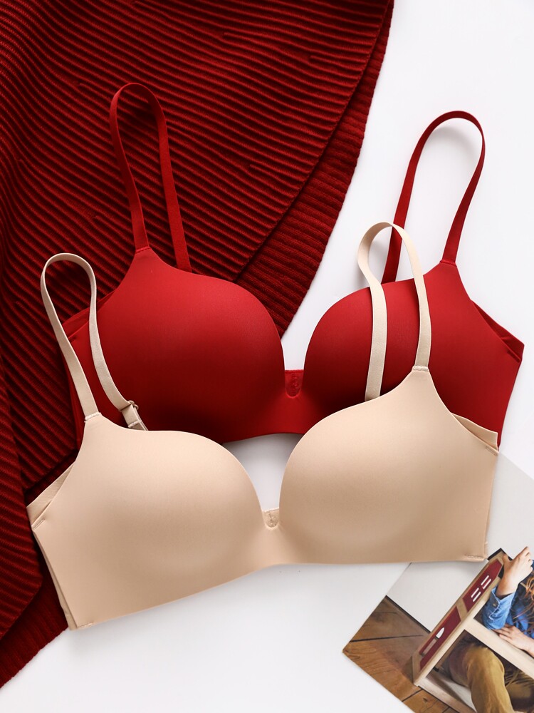 新品黛安芬文胸罩本命年红色内衣女小胸聚拢3d软支撑舒适无痕光面