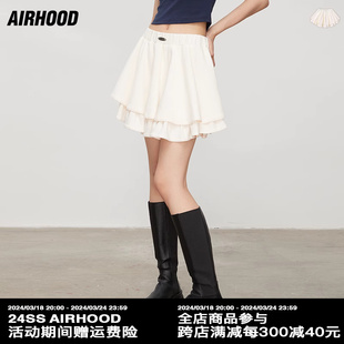 AIRHOOD 夏白色百褶裙高腰女短裙裤蓬蓬芭蕾风鱼尾a字蛋糕半身裙