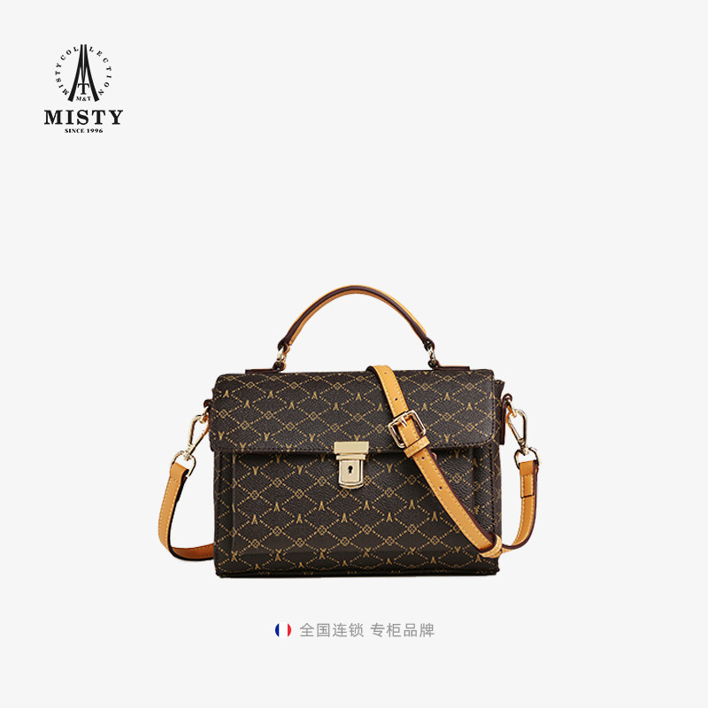 【商场同款】法国misty米堤女包单肩斜挎包妈妈手拎包复古公文包