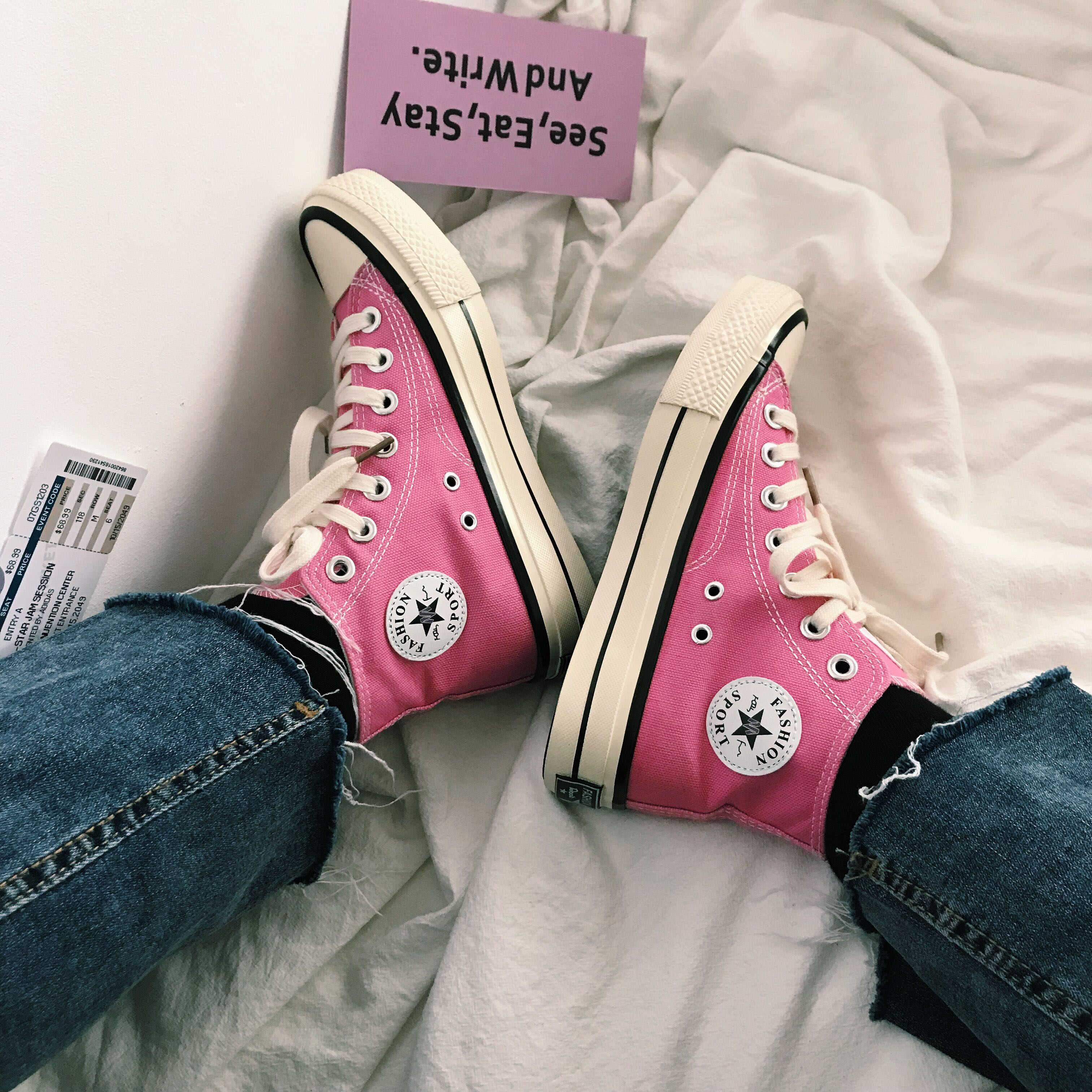 一折软妹帆布鞋_粉色高帮帆布鞋女1970s韩版学生ulzzang百搭2020春