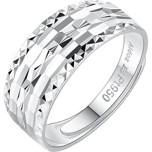 正品pt950铂金戒指开口男款光面车花宽面白金活口可调节指环女