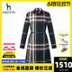 Hazzys哈吉斯中长款打底连衣裙2021新款春秋气质韩版格子裙子女