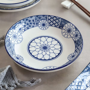盘子菜盘家用8-10个圆形菜碟子陶瓷菜碟套装餐具饭盘景德镇釉下彩