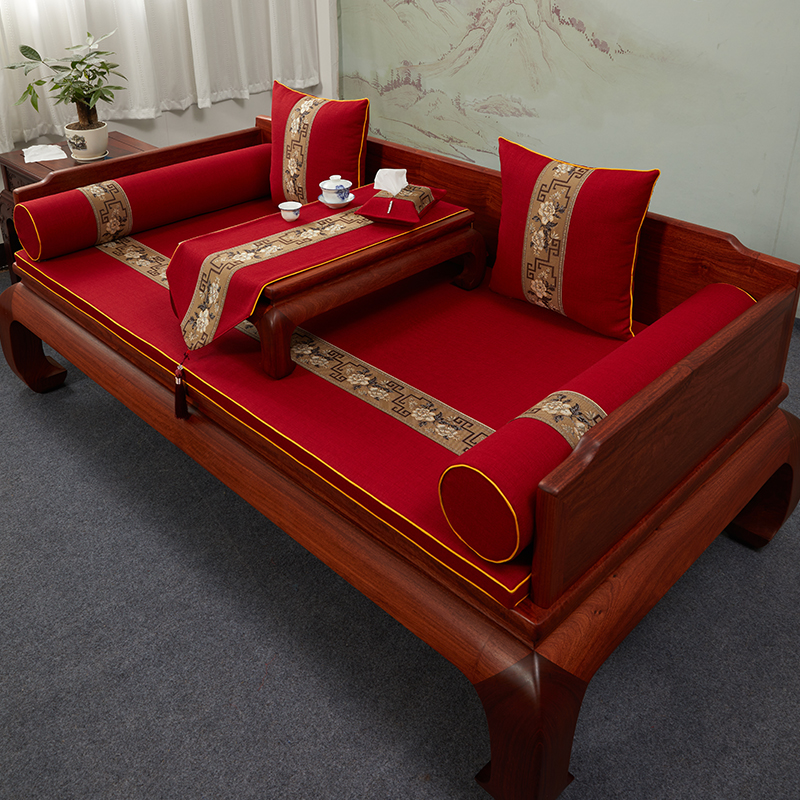 红木罗汉床坐垫五件套加厚防滑实木沙发垫防水新中式沙发坐垫定制