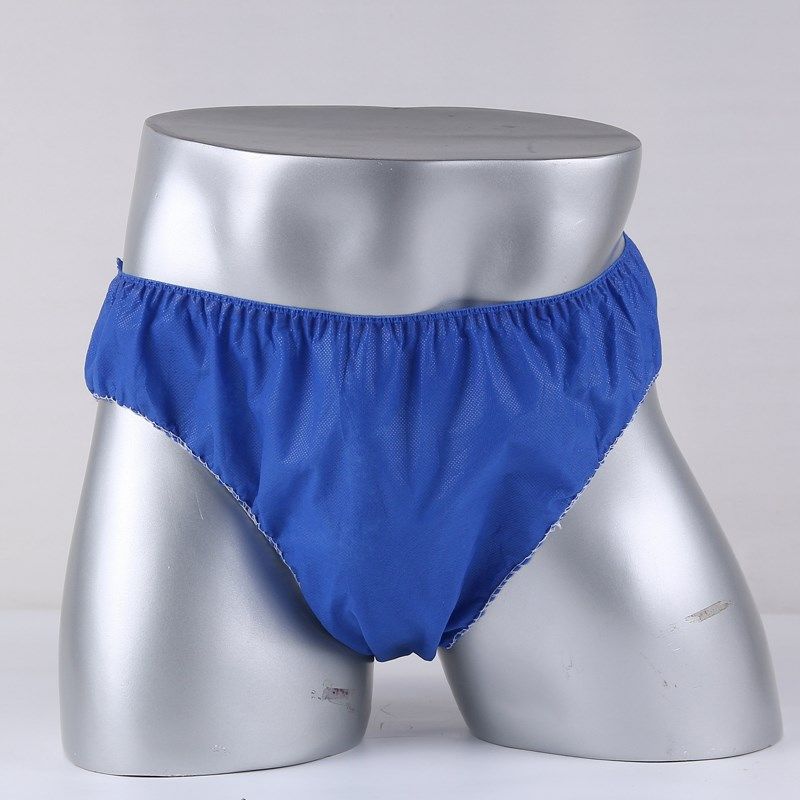 一次性内裤男加厚蓝色无纺布酒店汗蒸足浴旅游成人三角免洗短裤