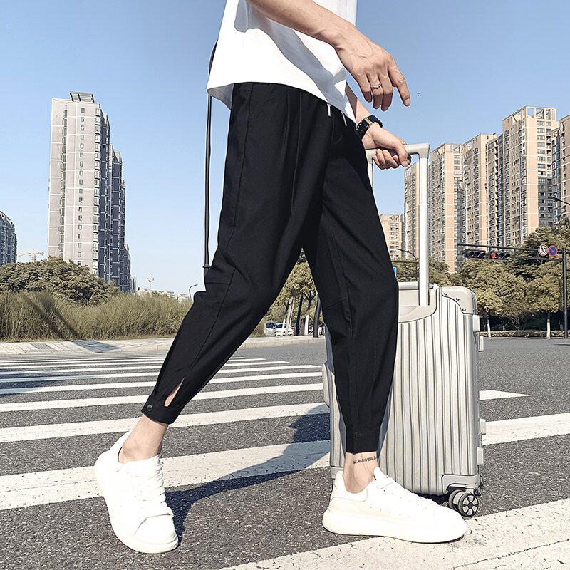 夏季网红潮牌裤子男痞帅薄款休闲九分裤