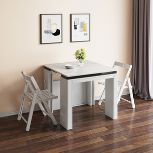 新品可伸缩隐形折叠餐桌椅组合北欧简约现代小户型家用多功能饭桌