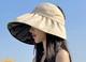 黑胶空顶遮阳帽夏季防晒遮阳帽女士沙滩防紫外线遮阳帽大头围帽子