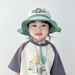 宝宝防晒帽子夏季薄款男童大帽檐遮阳帽户外出游渔夫帽儿童太阳帽