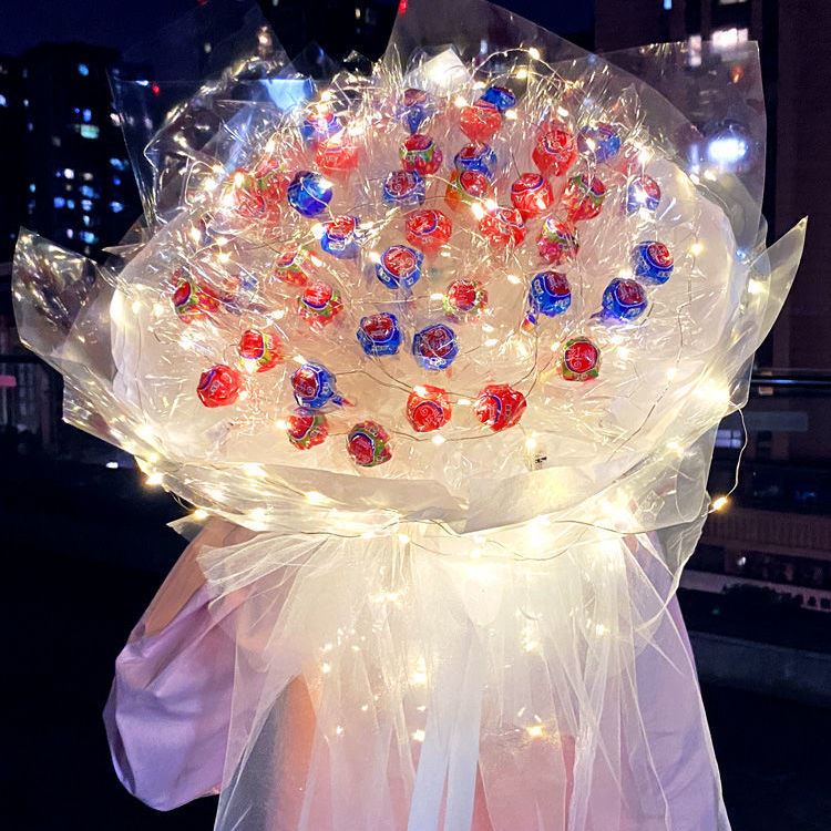 发光棒棒糖花束手捧手工糖果网红自制包装diy材料套装包七夕礼物