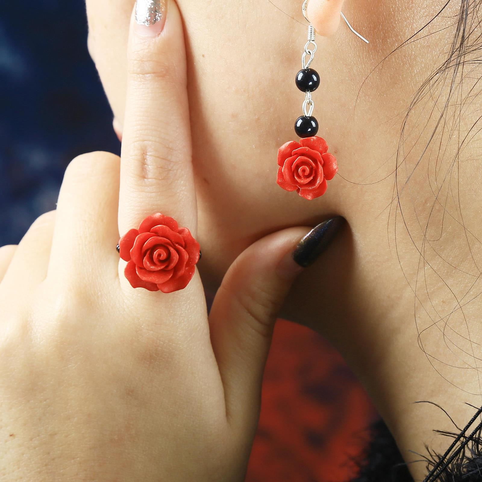 新品朱砂漆雕 玫瑰项链 女 民族风时尚饰品 手链耳坠戒指件套|ruв категории Украшения,ювелирные изделия, кольцо/кольцо - от Buy2taobao.com для оказания профессиональной услуги покупки агента Taobao