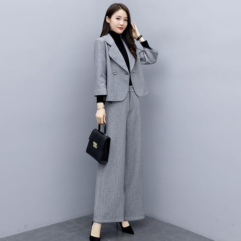 秋季套装女秋装2020年新款气质洋气潮流垂感阔腿裤休闲时尚两件套