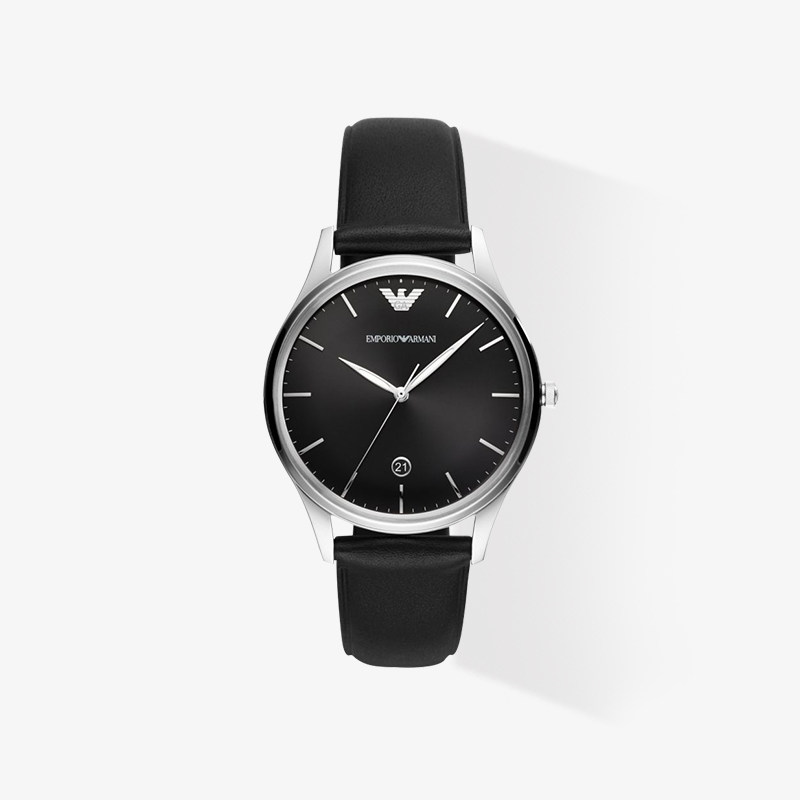 armani阿玛尼手表经典皮带表简约日历男士手表石英男表ar2500