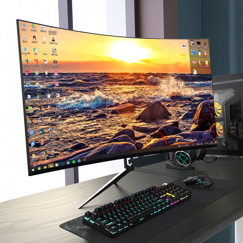 先科27英寸电脑液晶显示器电竞游戏显示屏1080p曲面屏24英寸高清监控