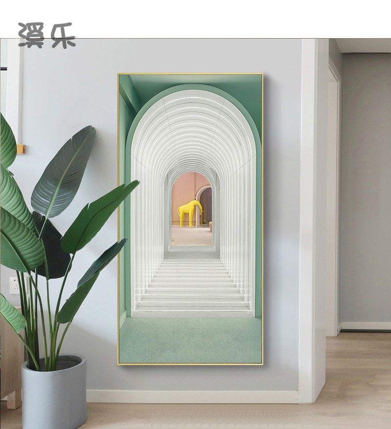 美式建筑空间延伸北欧风格玄关装饰画莫兰迪挂画走廊过道尽头墙画