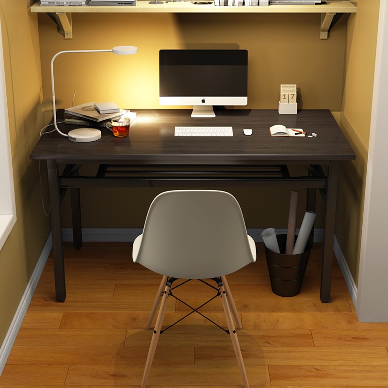 电脑台式桌家用简约经济型卧室书桌带书架组装单人电脑桌写字台