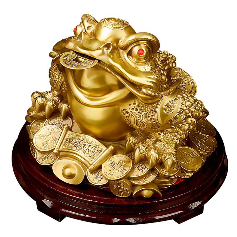 纯铜金蟾摆件三足金蟾蜍三脚金蝉摆件收银台装饰客厅店铺开业礼品