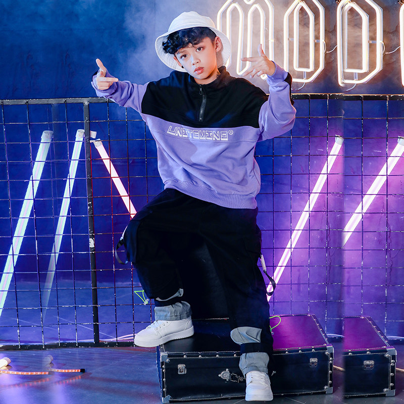 儿童街舞套装秋季男童嘻哈hiphop演出衣服潮牌爵士舞帅气表演服装