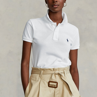 polo ralph lauren拉夫·劳伦 女士翻领纯色商务休闲短袖POLO衫