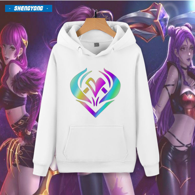 kda新女团阿卡丽卡莎阿狸寡妇炫彩男女情侣宽松衣服新款加绒卫衣