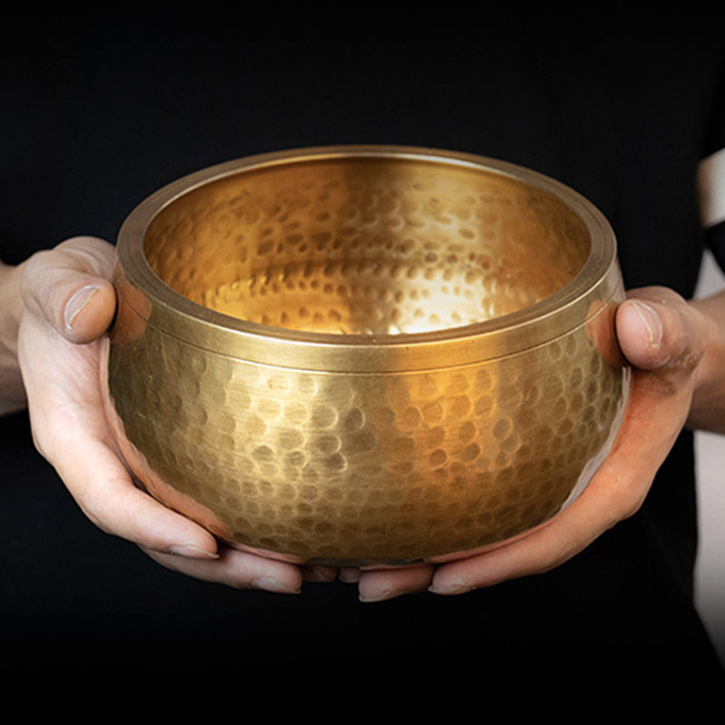 空铜加厚日式颂钵尼泊尔手工佛音钵盂铜磬音疗冥想钵音碗法器摆件