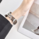 适用AppleWatch表带金属S10/9拼接皮表带苹果手表细款皮链条iWatch气质手链表带S8小众SE/7/6/5代表带女小众