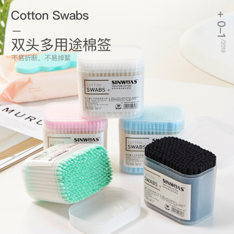 买一送一双头纸质棉签尖头螺旋头化妆掏耳朵棉签卸妆多色家用棉棒