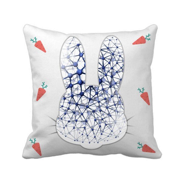 抽象原子结构物理立体插画兔子方形抱枕靠枕沙发靠垫双面含芯礼