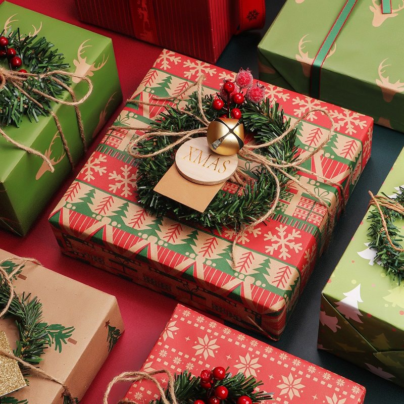 礼物套装包装纸礼品圣诞节丝带蝴蝶结生日卡通手工装饰礼盒包装纸大
