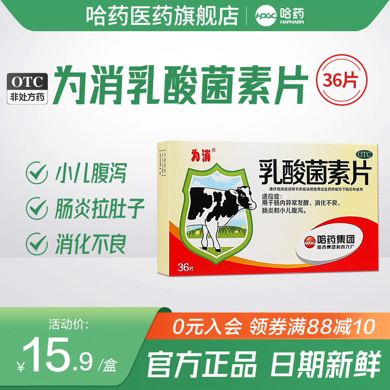 为消乳酸菌素片36片消化不良小儿腹泻肠炎闹肚子拉肚子的药益生菌