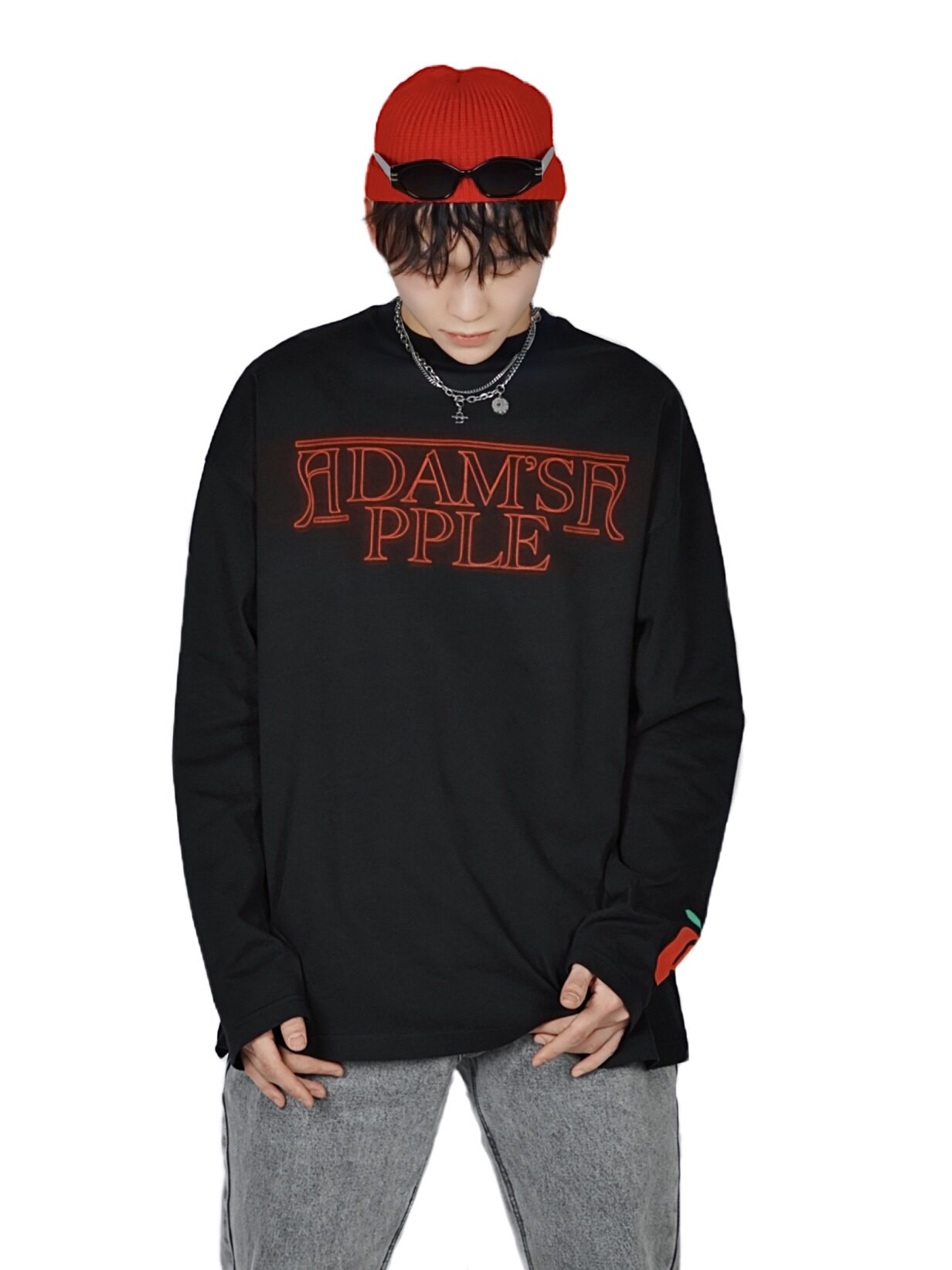 o-dog基础长袖白灰落肩纯棉休闲运动套头流行字母t恤 原价188元 现价