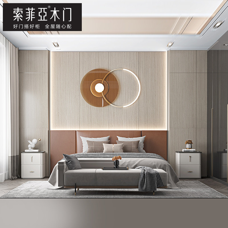 索菲亚木门家用背景墙电视墙板极简护墙板巴黎万象免漆装饰板定制