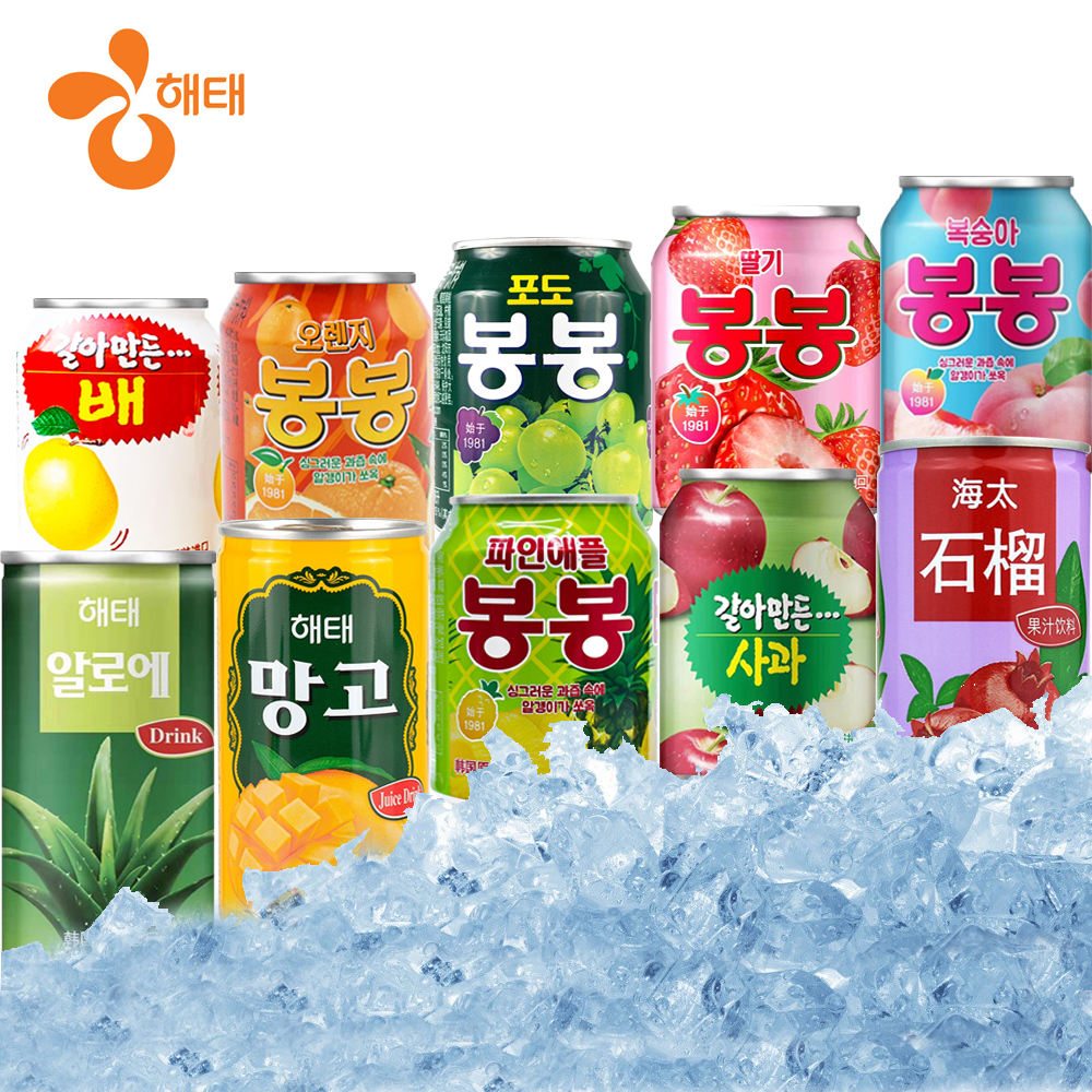 原装韩国进口 饮料 海太葡萄 草莓 蜜桃果肉果粒果汁 238mlx12罐