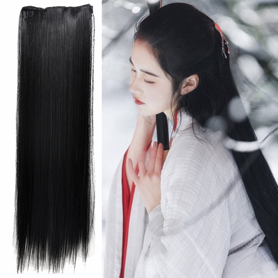 古装假发直发片汉服cos鬓角片古代汉服拍摄超长小龙女接发片