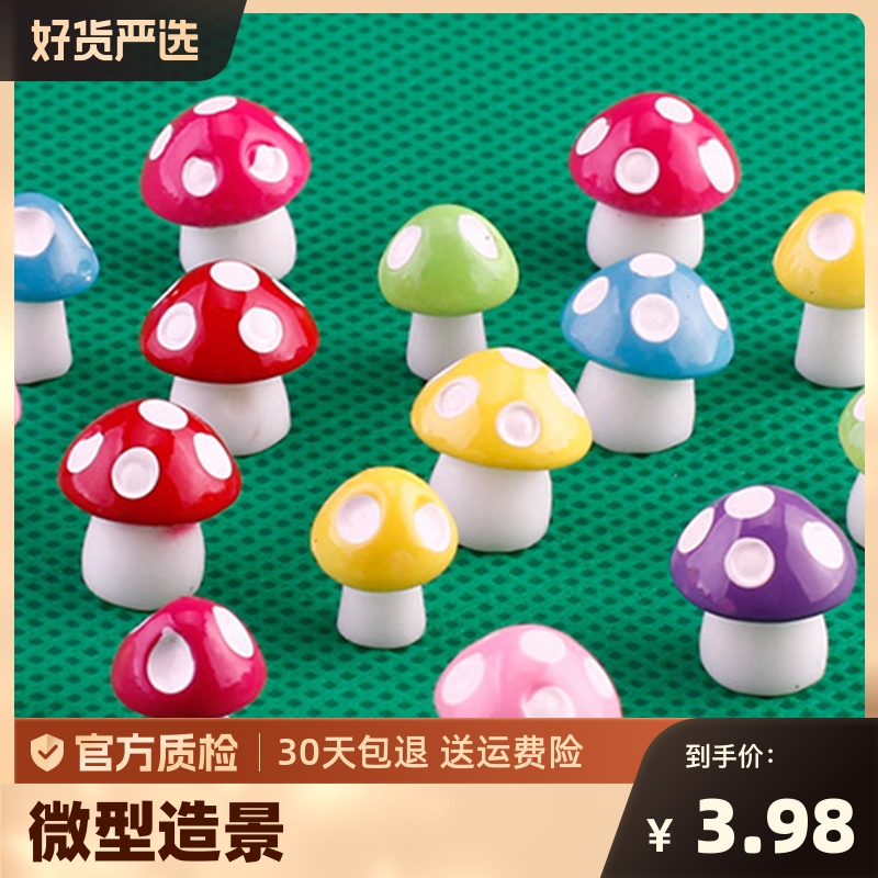 微景观小蘑菇摆件彩色盆栽多景多肉摆件小小蘑菇摆件5个装