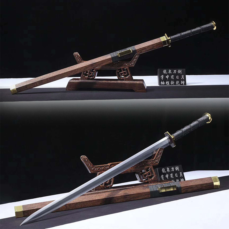 刀具 防身 长款 高锰钢_花梨木六面高锰钢一体长款龙泉汉剑防身镇宅