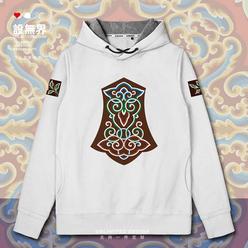 少数民族蒙古族图腾连帽卫衣学生上衣运动潮春装设