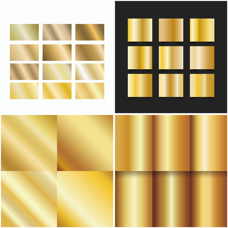 a0029金色渐变颜色色卡分色金属质感参考金黄eps设计素材ai矢量图
