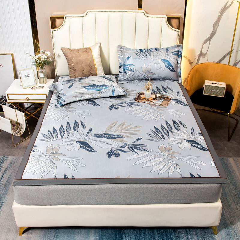 夏季冰丝凉席三件套可水洗可折叠可机洗防滑藤席子家用18m床上席