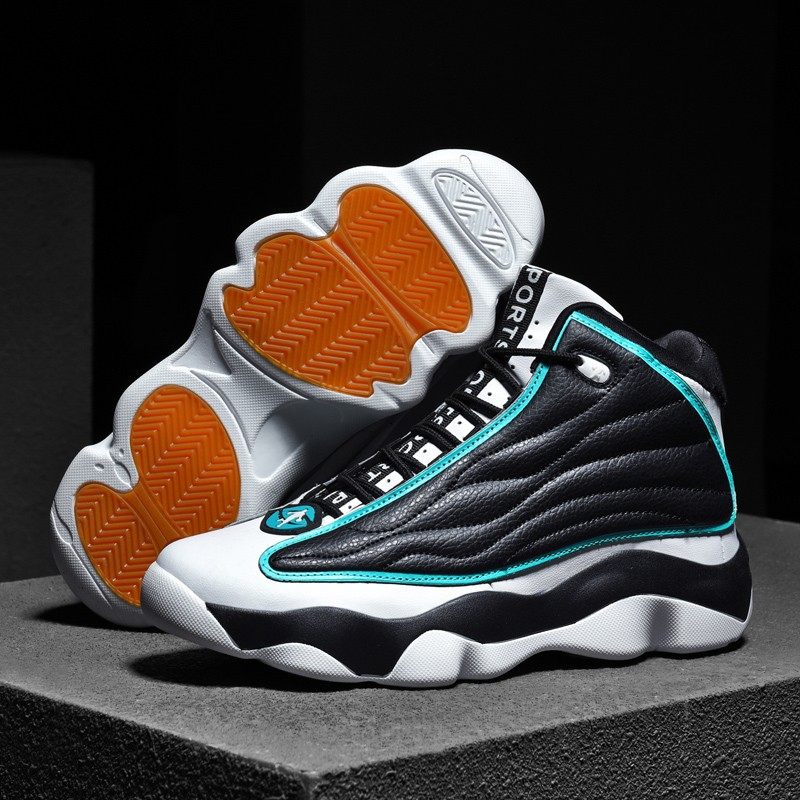 男鞋春季2021新k款aj13黑曜石黑白熊猫aj篮球潮鞋实战耐磨高帮球