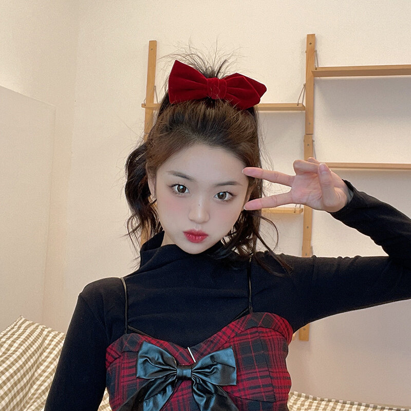 红色大肠发圈春季毛绒发绳网红可爱新年头绳女扎头发皮筋头饰发饰