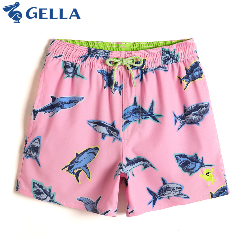 GELLA海边度假玩水儿童沙滩裤速干水上乐园泳裤粉色中大童短裤